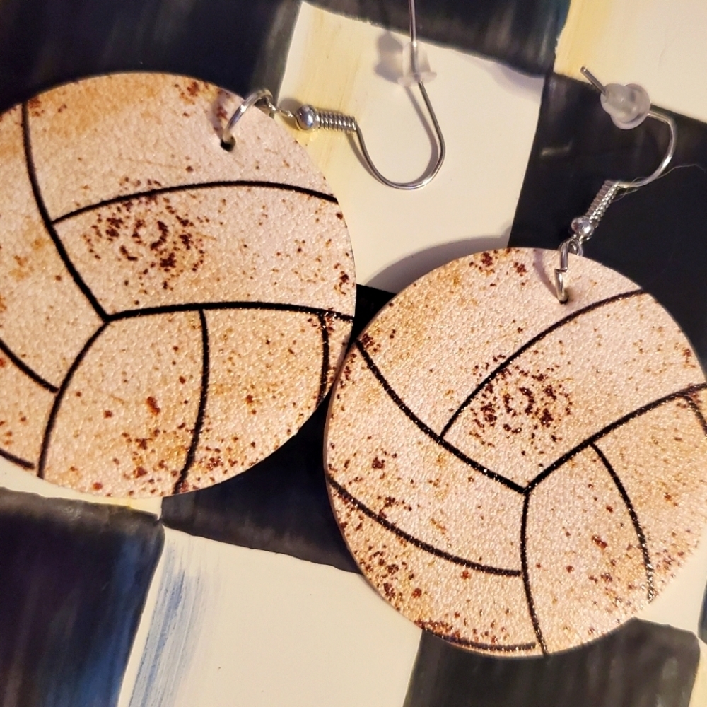 Volleyball 🏐 faux leather earrings